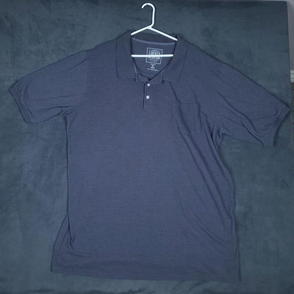 Liberty Blues Polo Shirt Mens 3XLT Gray Short Sleeve Pocket Tagless Big & Tall